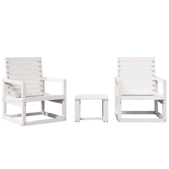 3 pcs salon de jardin - Mobilier d'extérieur blanc bois massif de pin-JU8045 - Image 1