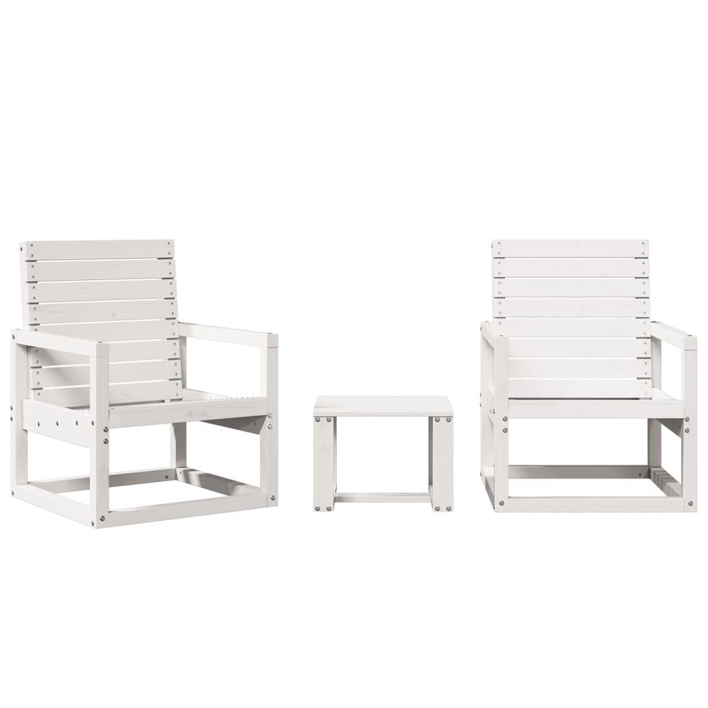 3 pcs salon de jardin - Mobilier d'extérieur blanc bois massif de pin-JU8045 - Image 1
