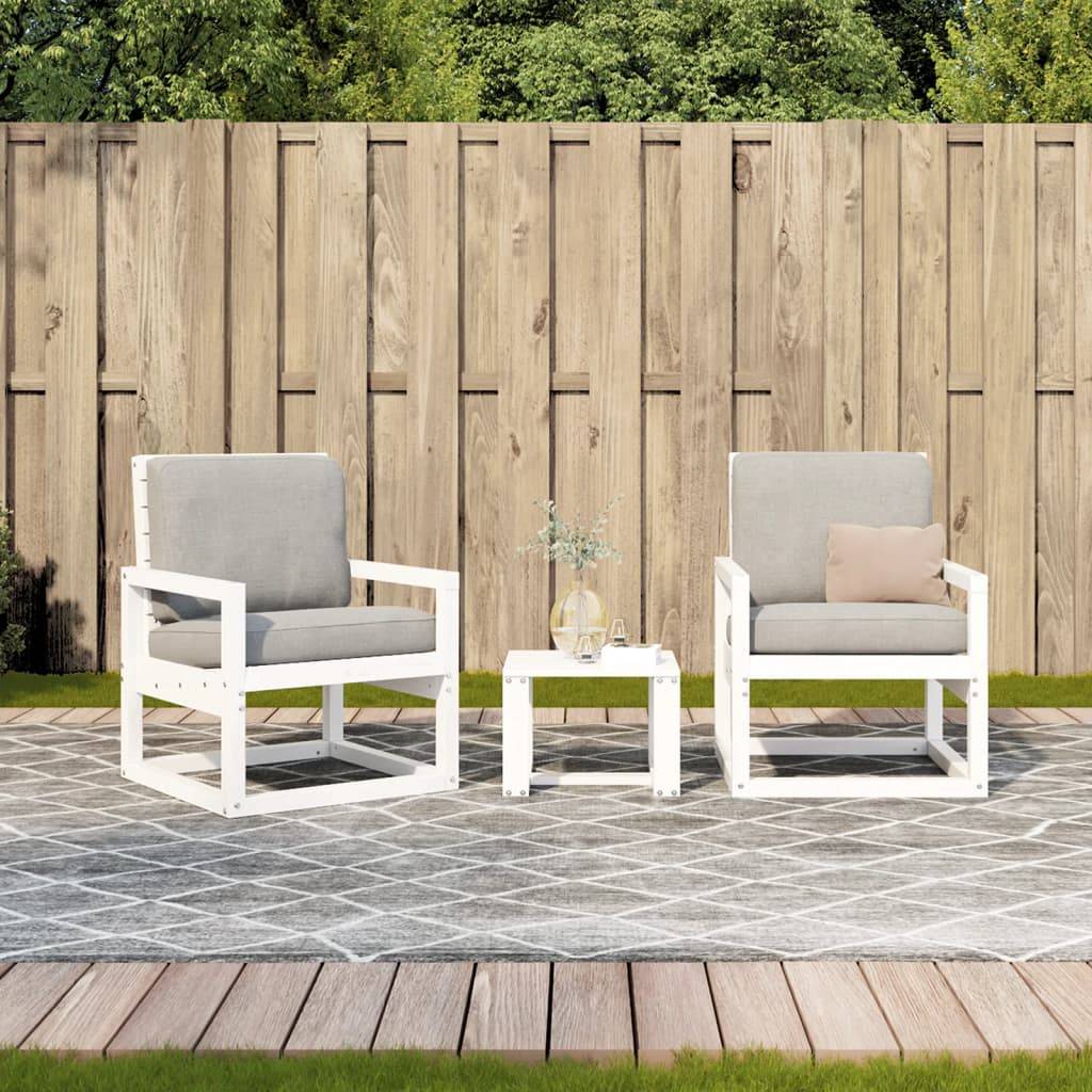 3 pcs salon de jardin - Mobilier d'extérieur blanc bois massif de pin-JU8045 - Image 3