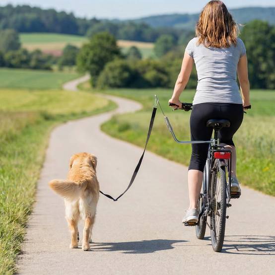 Sans Marque - Laisse vélo chien 180 cm inox fixation rapide ressort amortisseur sangle ajustable argent - Image 3