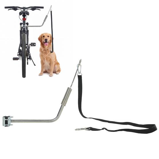 Sans Marque - Laisse vélo chien 180 cm inox fixation rapide ressort amortisseur sangle ajustable argent - Image 1