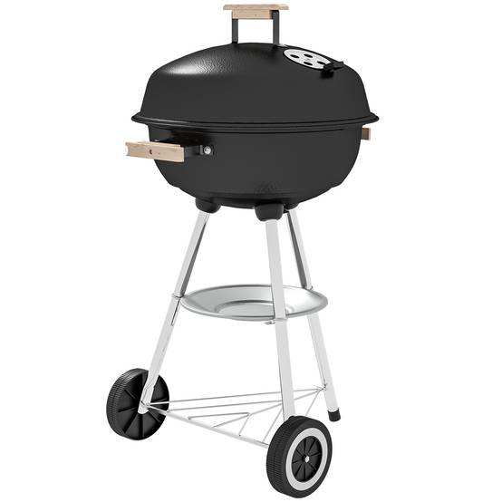 Outsunny - Barbecue à charbon - BBQ rond avec couvercle, roues et contrôle température - 48 x 56 x 94 cm - noir - Outsunny - Image 1