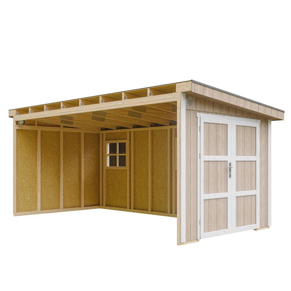 Timbela - Abri de Jardin Qualité Premium 11,47 m² / H231x248x530 cm sans plancher e paroi latérale - Timbela M940B-TERRA BROWN