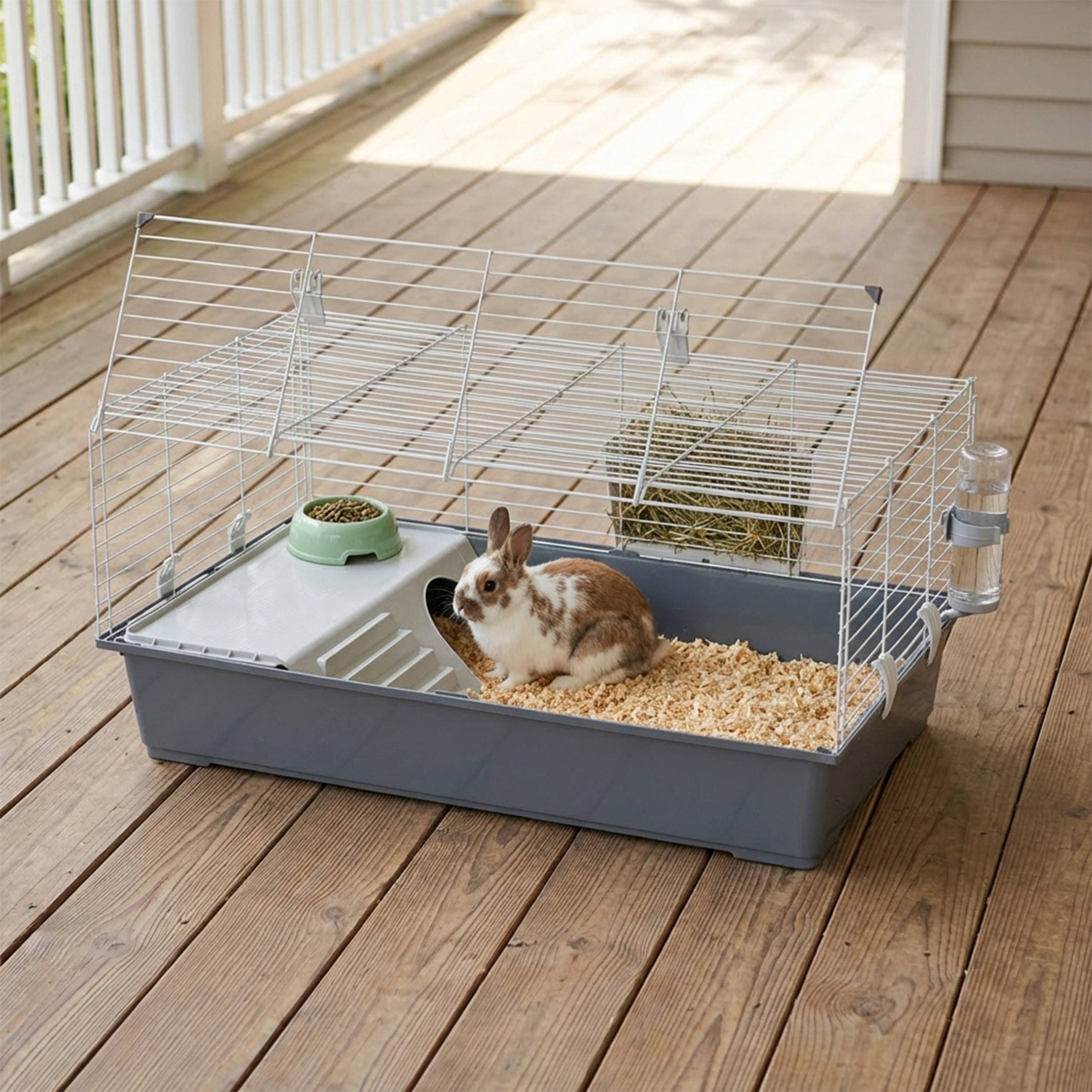 Ferplast - FERPLAST Cage Rongeur LAPIN 100 pour Lapins, Cochons d'Inde, Cochons d'Inde, en Métal, Accessoires inclus : Mangeoire, Abreuvoir, Maison, Gamelle. - Image 3