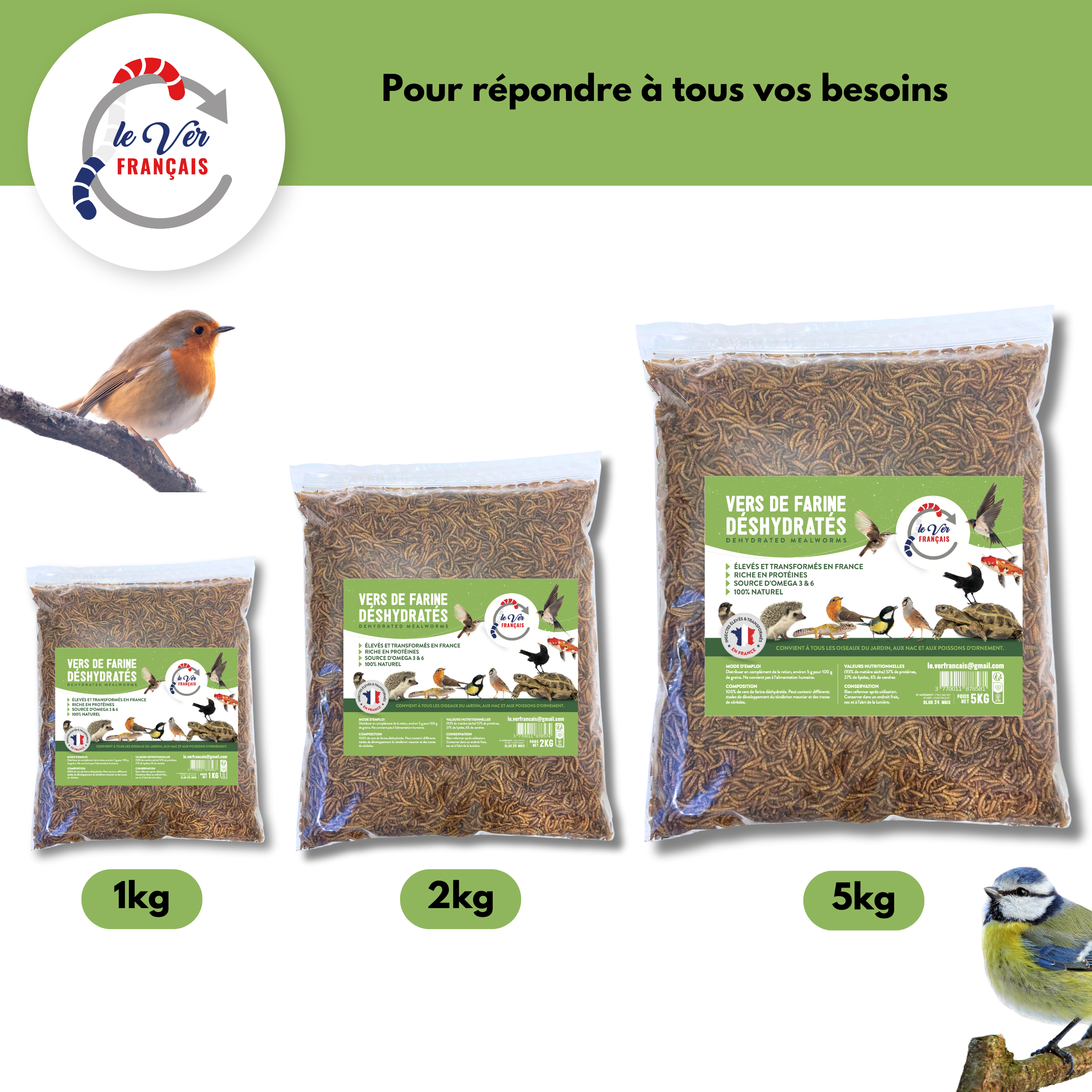 Vers de farine déshydratés 2kg - Le Ver Français - Imagen 3