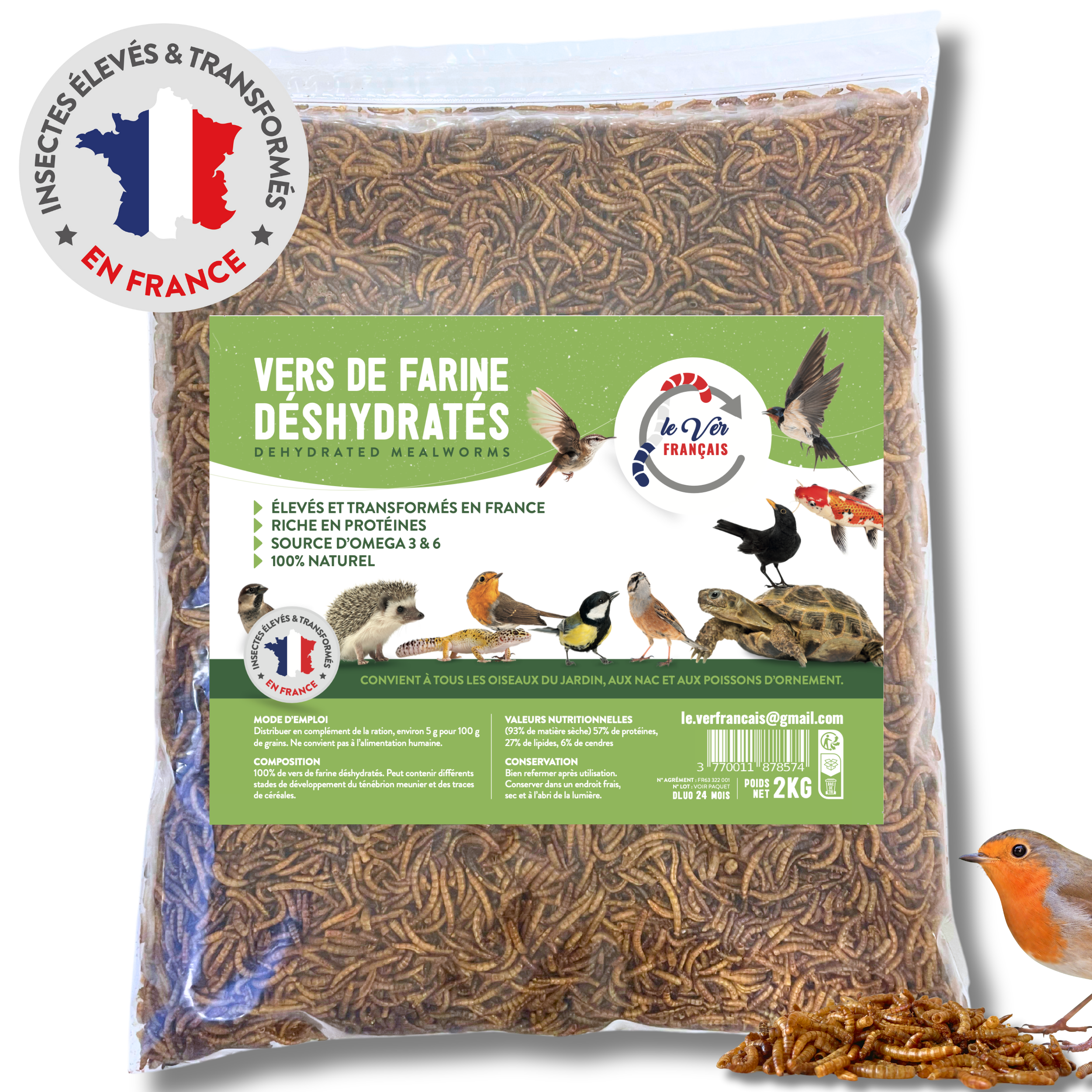 Vers de farine déshydratés 2kg - Le Ver Français - Imagen 1