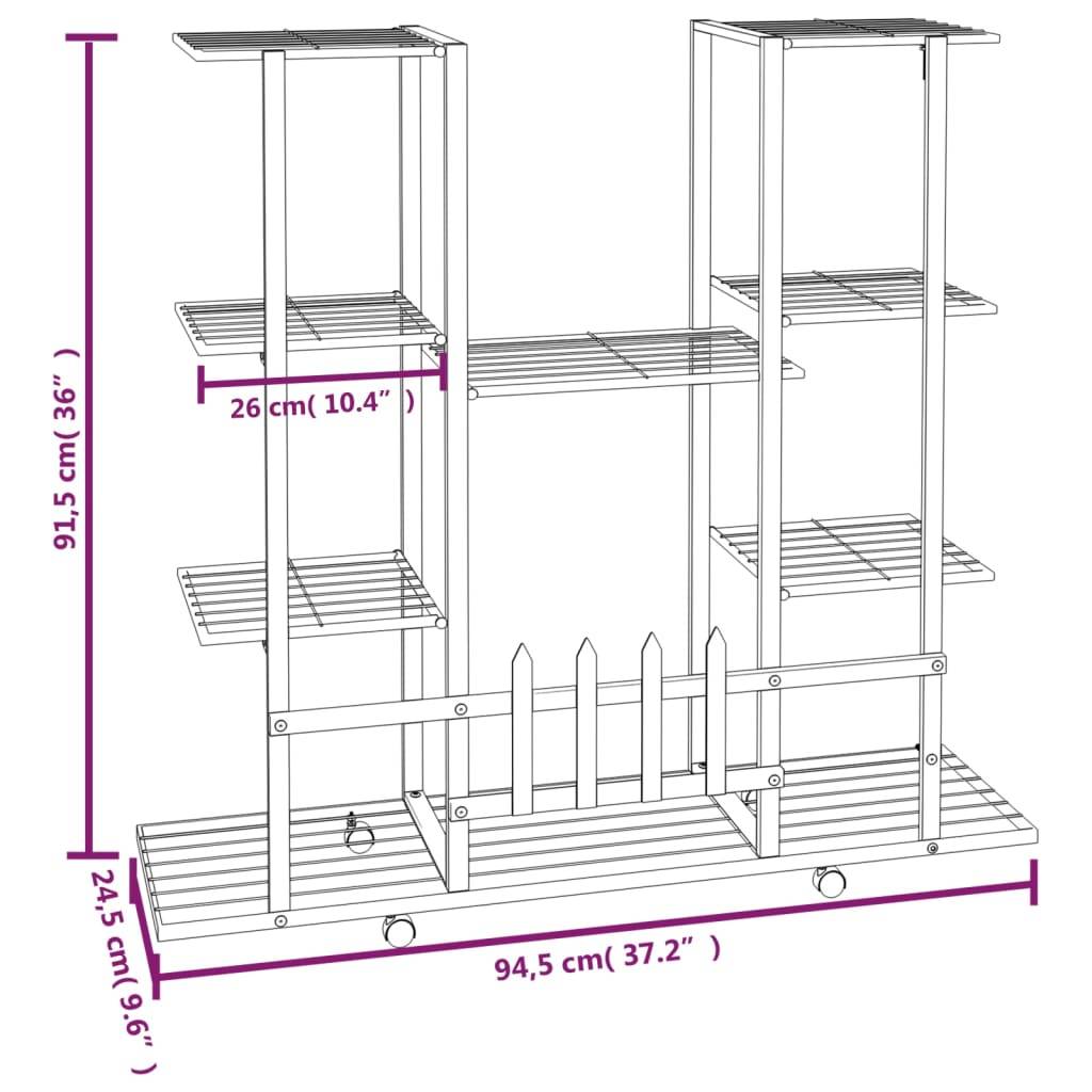 Porte-pots roulant en Fer Grande capacité pour Terrasse et Balcon Blanc 94.5x24.5x91.5 cm – ComfortXL Outdoor Living - Image 7