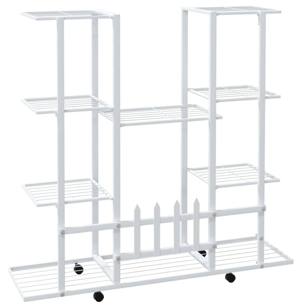 Porte-pots roulant en Fer Grande capacité pour Terrasse et Balcon Blanc 94.5x24.5x91.5 cm – ComfortXL Outdoor Living - Image 5