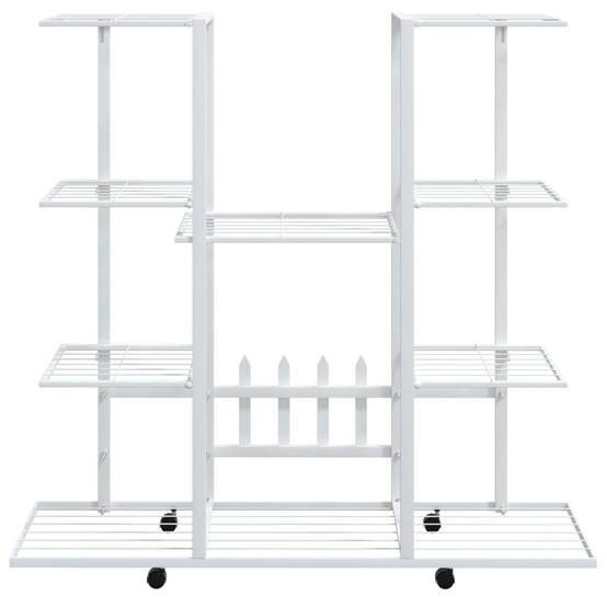 Porte-pots roulant en Fer Grande capacité pour Terrasse et Balcon Blanc 94.5x24.5x91.5 cm – ComfortXL Outdoor Living - Image 3
