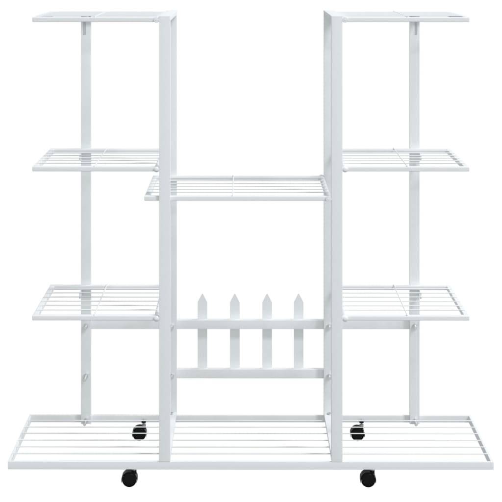 Porte-pots roulant en Fer Grande capacité pour Terrasse et Balcon Blanc 94.5x24.5x91.5 cm – ComfortXL Outdoor Living - Image 3