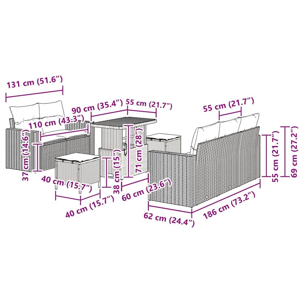 ComfortXL - Salon de Jardin Modulable Polyrotin Table Hauteur Réglable 5 Places pour Dîner Noir – ComfortXL Outdoor Living - Image 9