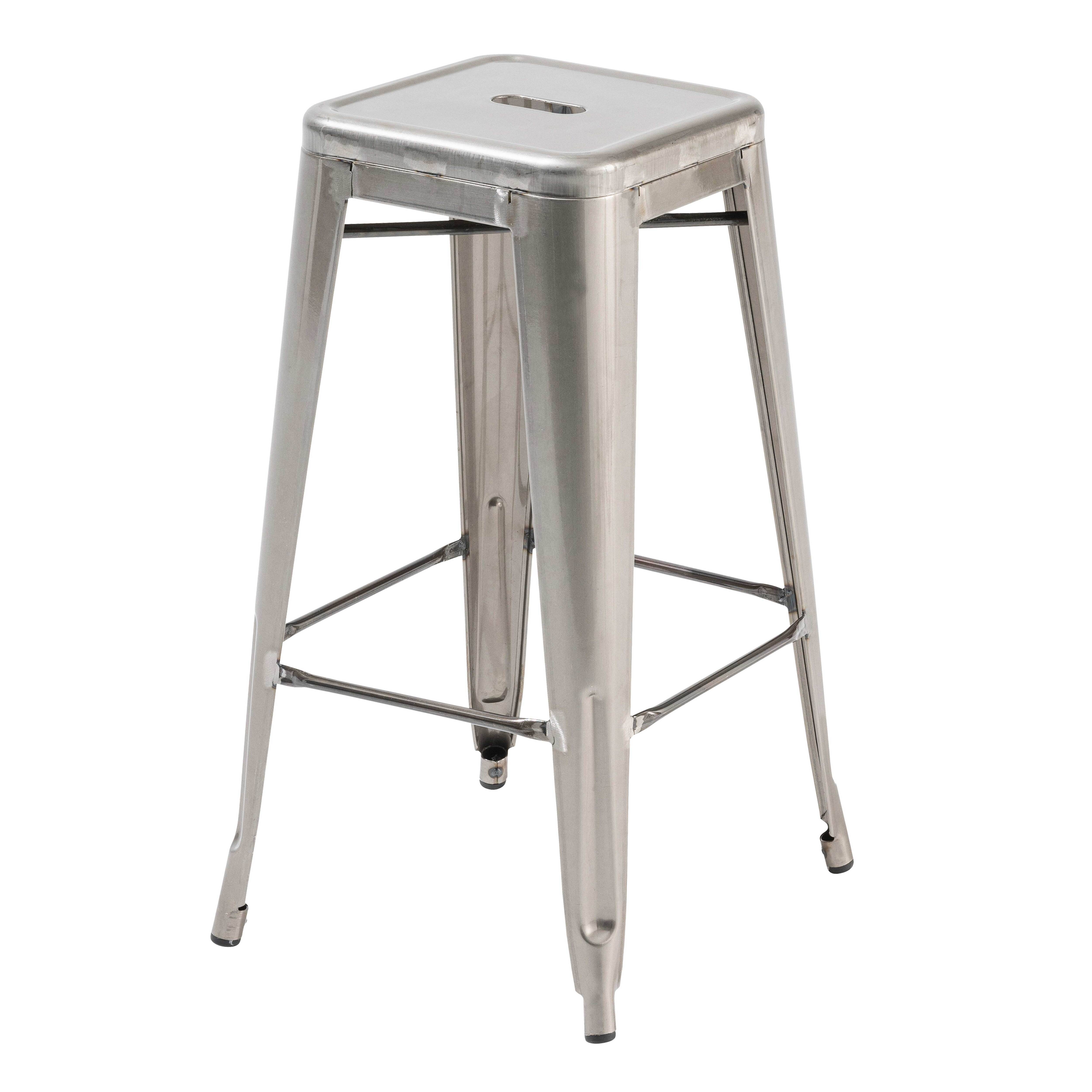 Oviala - Lot de 4 tabourets de bar en acier gris mat Indus - Oviala - Imagen 4