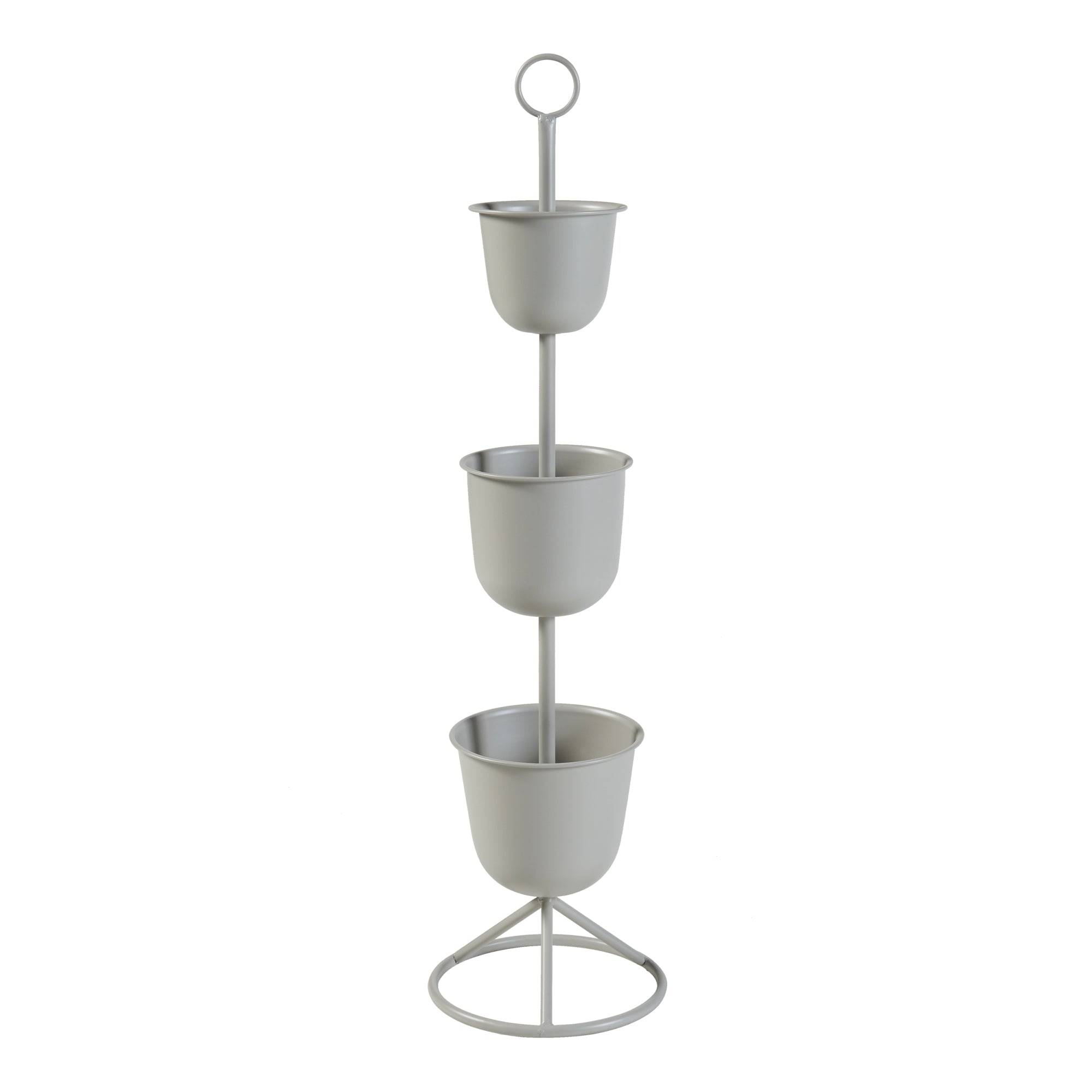 Porte-plantes style intemportel support 110 x 28 cm 3 cache-pots beige - Image 1