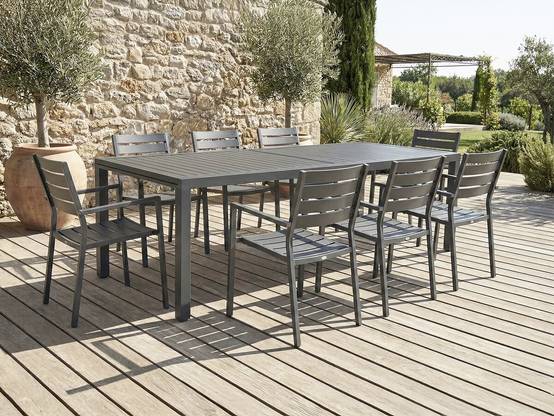 Table De Jardin Extensible En Métal "salou" - 240/300 X 100 X 75 Cm - Gris -habitat Et Jardin - Image 2