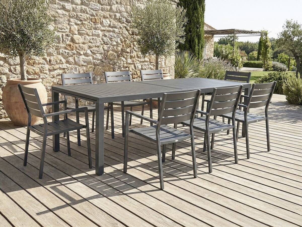 Table De Jardin Extensible En Métal "salou" - 240/300 X 100 X 75 Cm - Gris -habitat Et Jardin - Image 2
