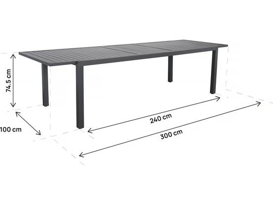 Table De Jardin Extensible En Métal "salou" - 240/300 X 100 X 75 Cm - Gris -habitat Et Jardin - Image 4