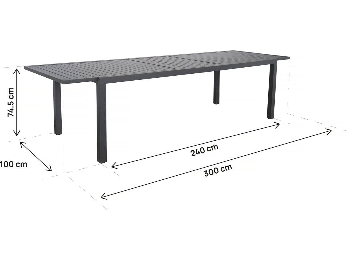 Table De Jardin Extensible En Métal "salou" - 240/300 X 100 X 75 Cm - Gris -habitat Et Jardin - Image 4