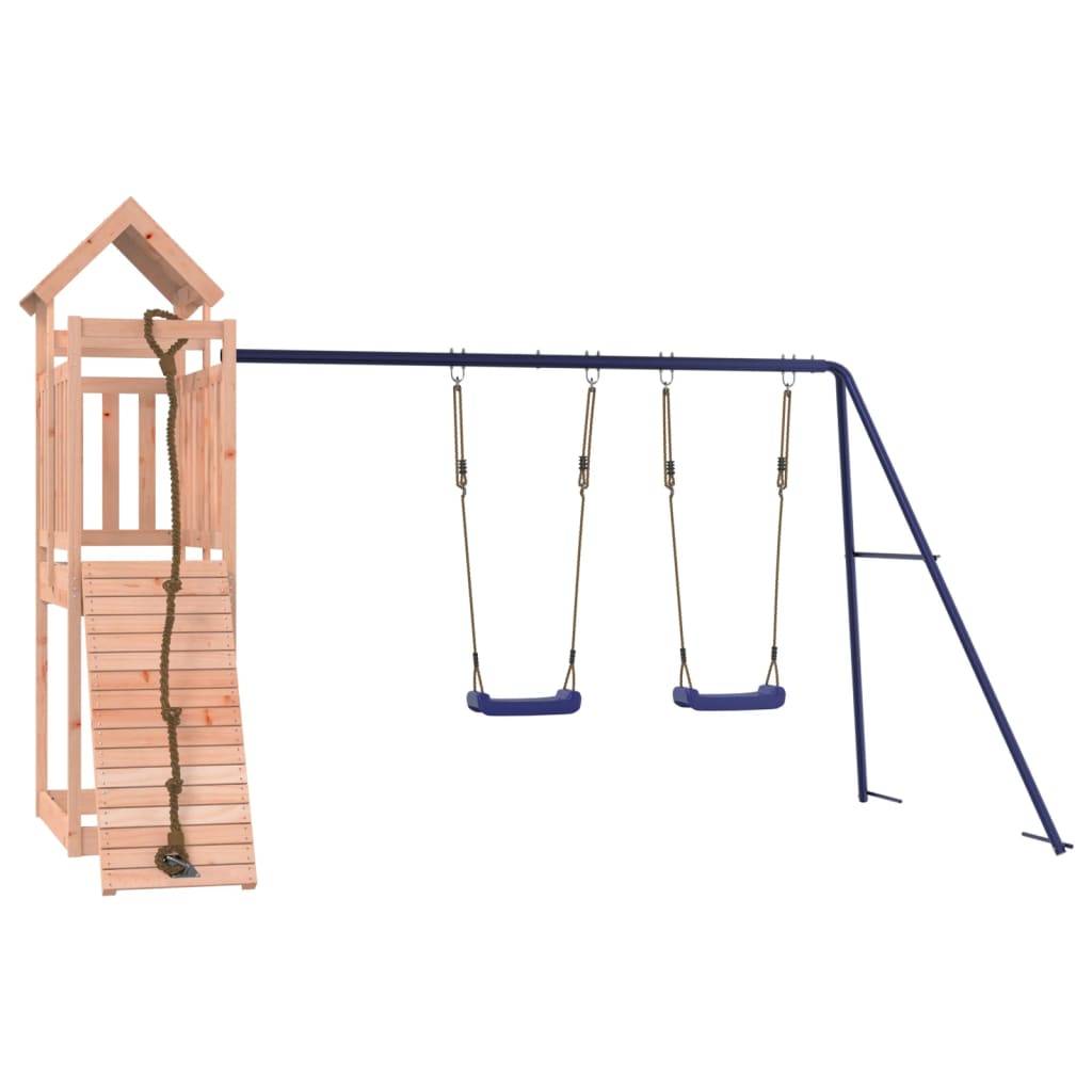 Helloshop26 - Aire de jeux d'extérieur balançoires toboggan portiques robuste 314 x 186 x 214 cm jeux jardin bois massif de douglas - Imagen 1