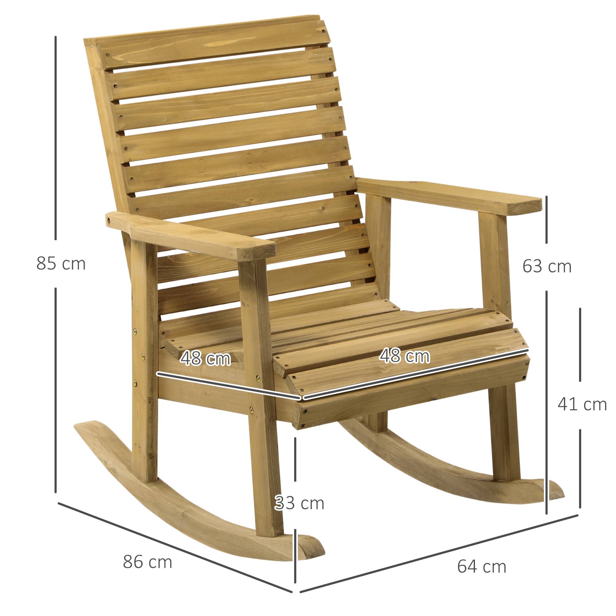 Fauteuil à bascule bois de sapin marron 64 x 86 x 85 cm - PANGIVO - Image 5