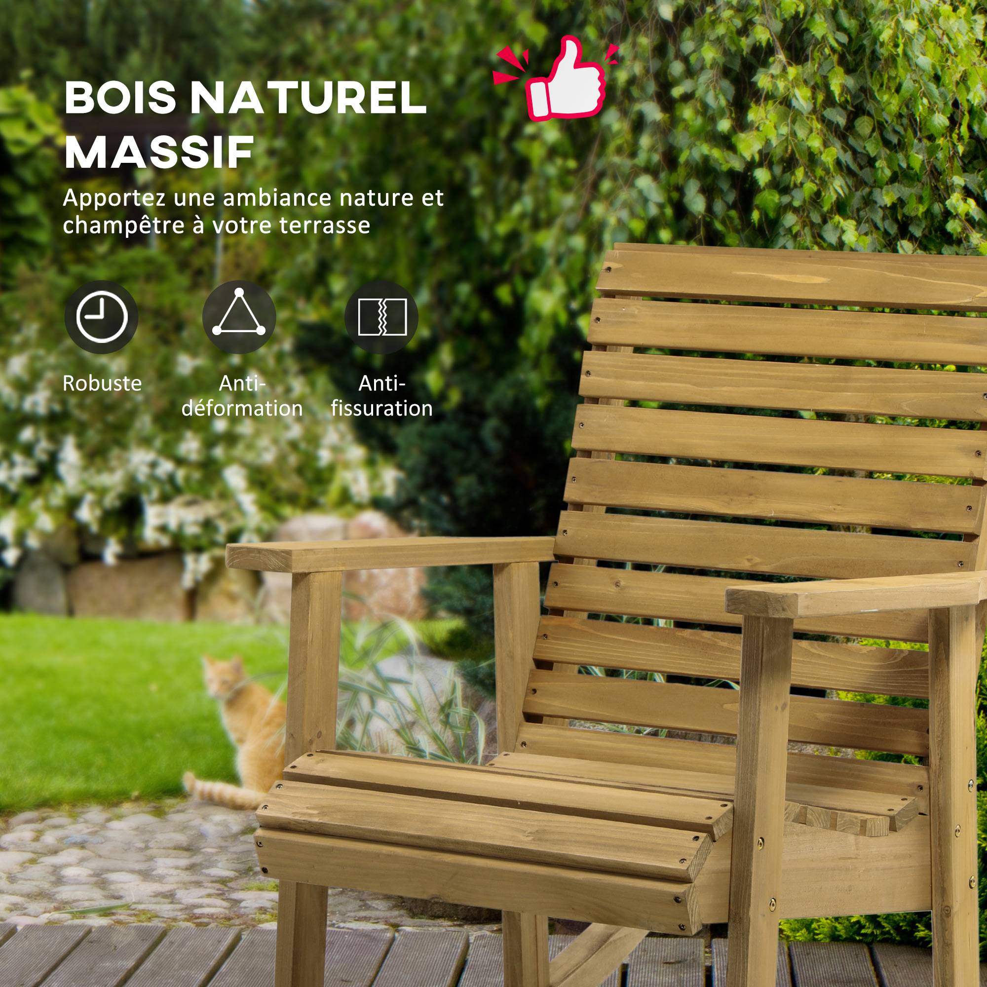 Fauteuil à bascule bois de sapin marron 64 x 86 x 85 cm - PANGIVO - Image 6