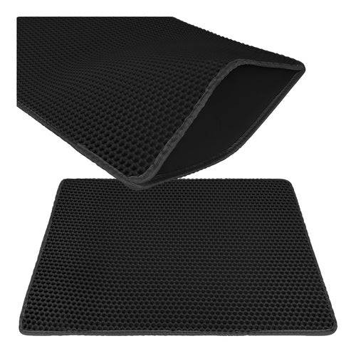 Tapis pour bac à litière Purlov 75 x 55 cm, noir, double couche, mousse EVA alvéolée - Image 5