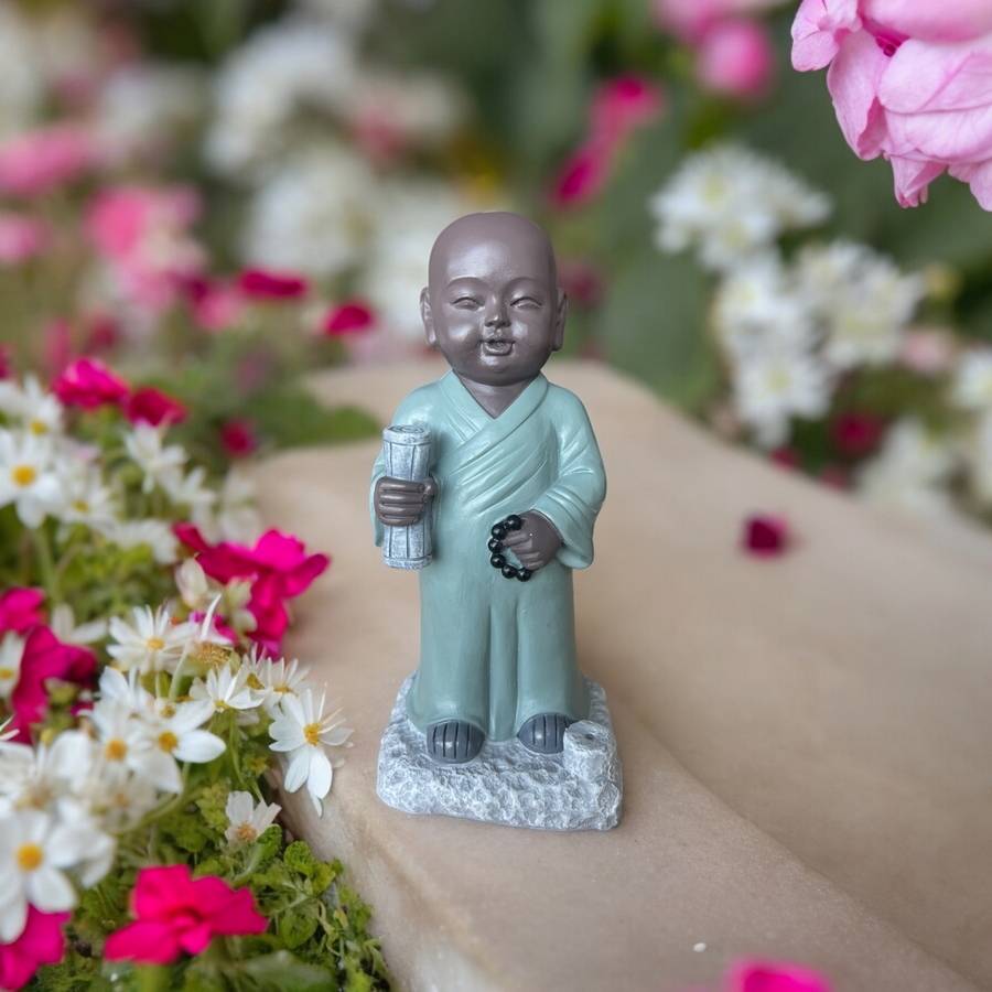 Zen Light - Statue Bouddha Porte-Encens Tripitaka -Ambiance zen et harmonieuse-figurine porte-bonheur- idée cadeaux-H22cm–Zen'Light