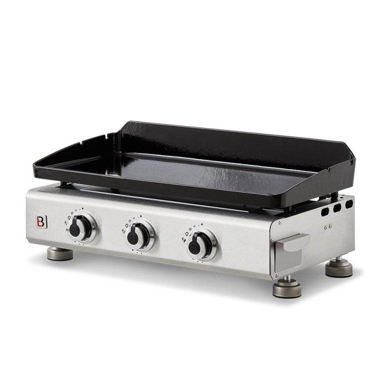 Brasero - Plancha au gaz brasero Silvia II G Inox - 3 brûleurs - 67 x 34 cm - Plaque en fonte fabriquée en France, Gris - Imagen 5