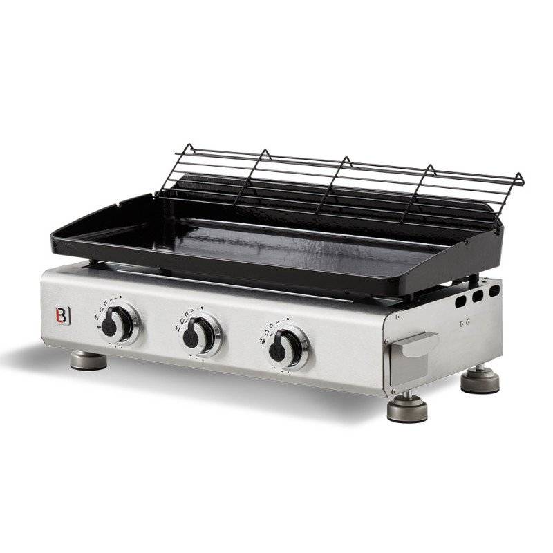 Brasero - Plancha au gaz brasero Silvia II G Inox - 3 brûleurs - 67 x 34 cm - Plaque en fonte fabriquée en France, Gris - Imagen 4