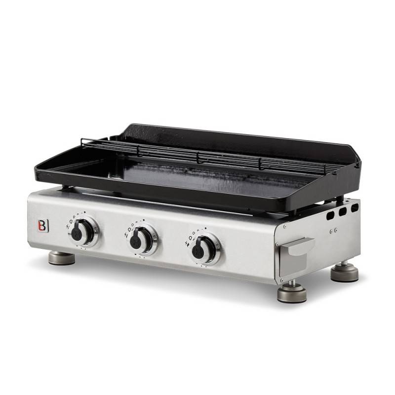 Brasero - Plancha au gaz brasero Silvia II G Inox - 3 brûleurs - 67 x 34 cm - Plaque en fonte fabriquée en France, Gris - Imagen 1