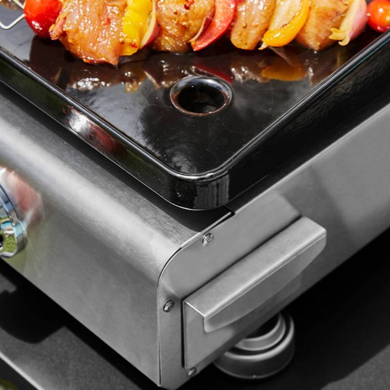 Brasero - Plancha au gaz brasero Silvia II G Inox - 3 brûleurs - 67 x 34 cm - Plaque en fonte fabriquée en France, Gris - Imagen 7