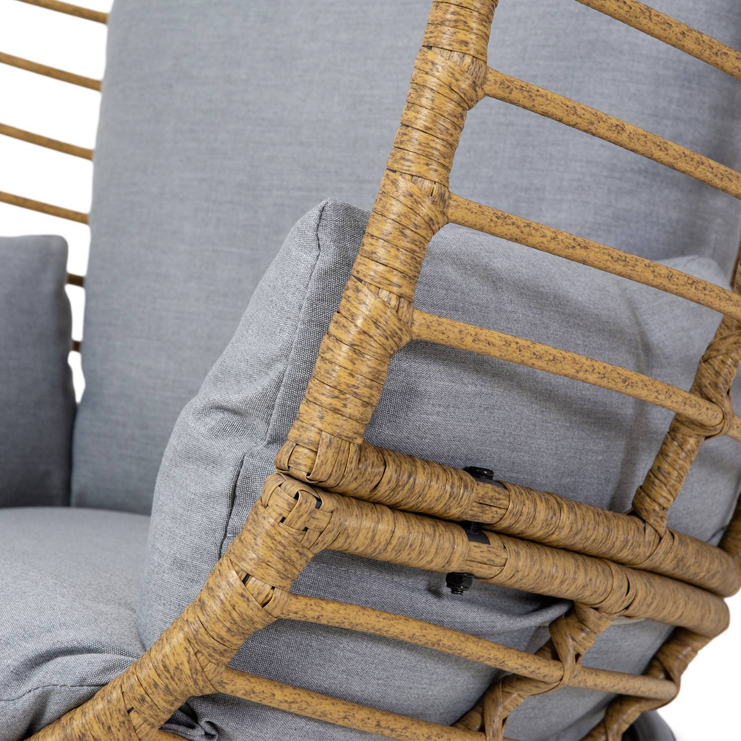 Avril Paris - Fauteuil oeuf inclinable en résine tressée - Gris naturel - YOGI - Imagen 3