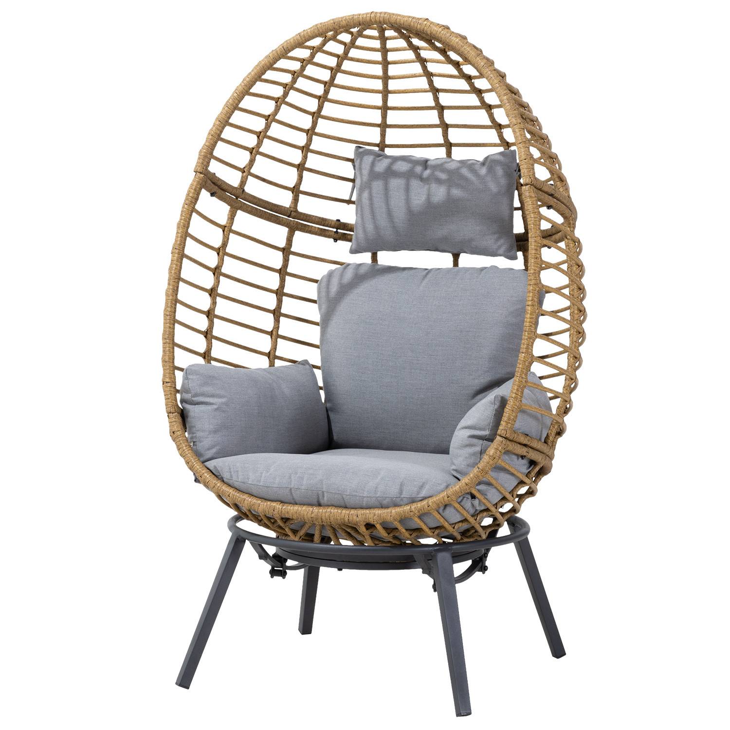 Avril Paris - Fauteuil oeuf inclinable en résine tressée - Gris naturel - YOGI - Imagen 1