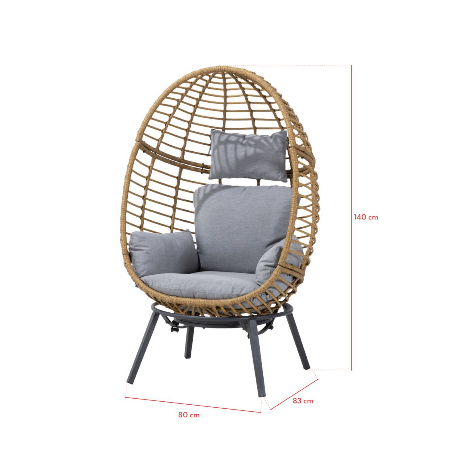 Avril Paris - Fauteuil oeuf inclinable en résine tressée - Gris naturel - YOGI - Imagen 6