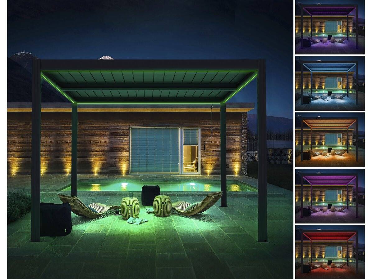 Pergola Bioclimatique Avec Led "windsor Premium" En Aluminium 3 X 4 - Gris -habitat Et Jardin - Image 2