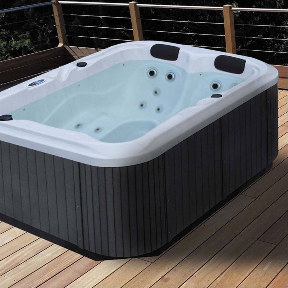Alpina - Spa rigide gris et blanc marbré jets et leds Costa (3 places dont 2 allongées) - Imagen 2