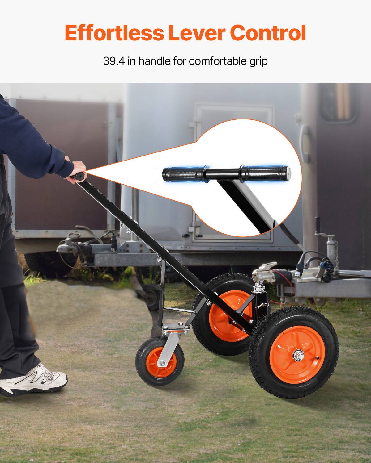 VEVOR Chariot remorque, charge 454kg. Hauteur réglable, boule 50.8mm, pneus pneumatiques. Pour camping-car. - Image 6