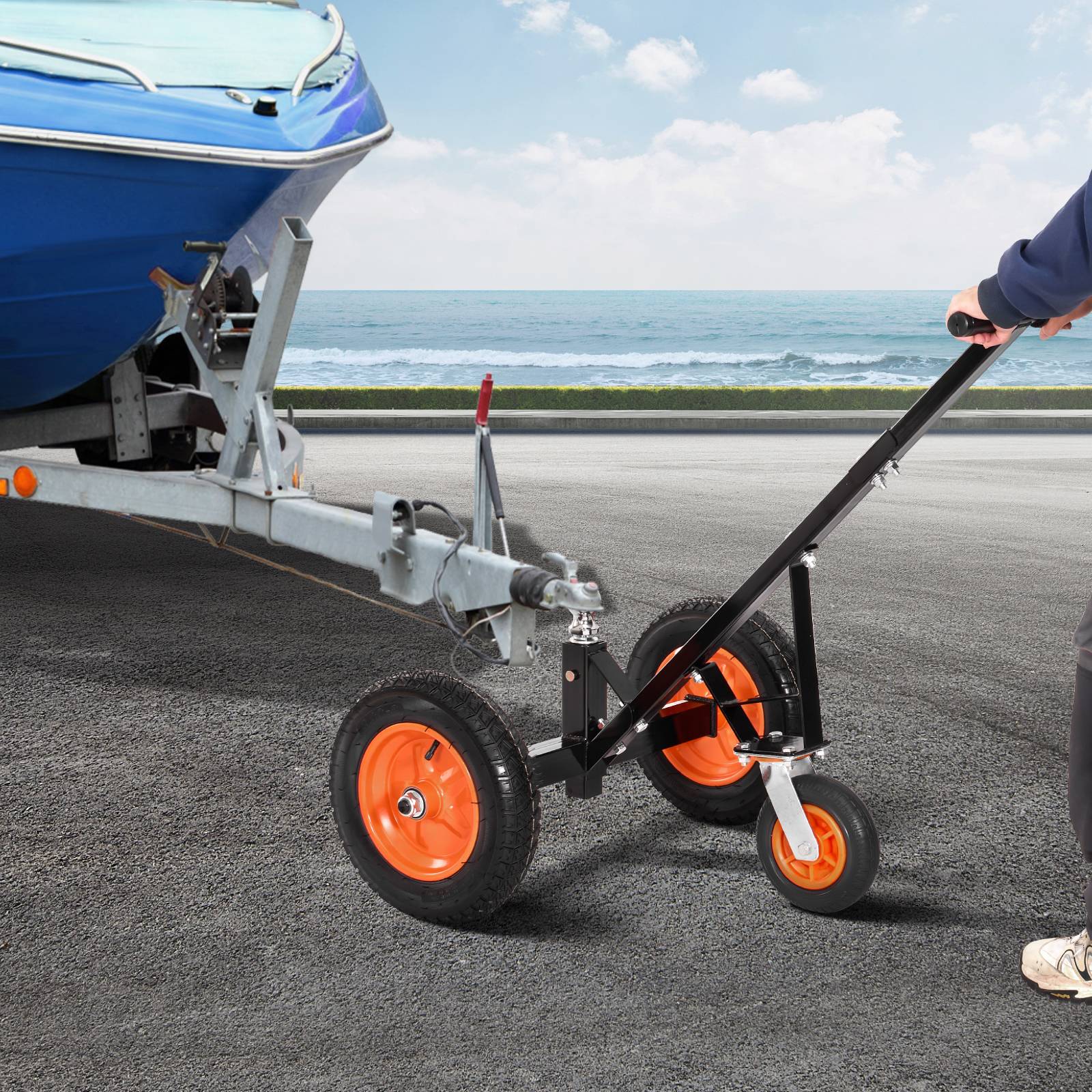 VEVOR Chariot remorque, charge 454kg. Hauteur réglable, boule 50.8mm, pneus pneumatiques. Pour camping-car. - Image 8