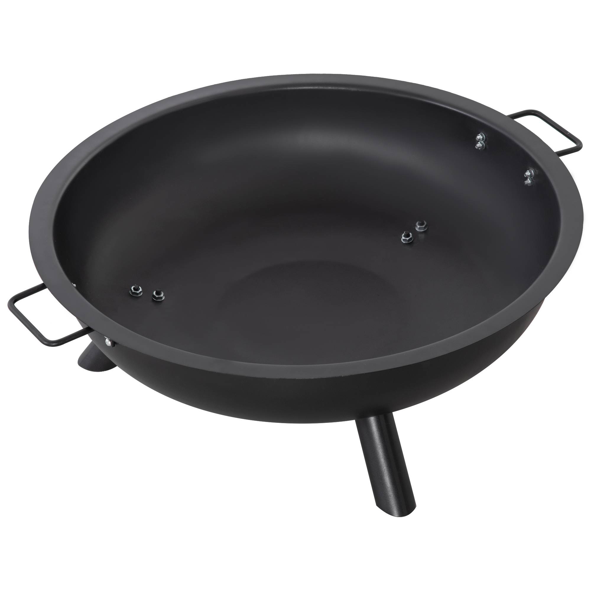 Outsunny - Brasero boule de feu cheminée foyer extérieur dim. 79L x 69l x 25,5H cm 2 poignées tisonnier acier noir - Outsunny - Imagen 4