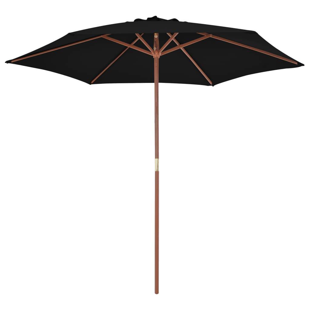 Helloshop26 - Parasol d'extérieur avec mât en bois 270 cm noir - Imagen 2