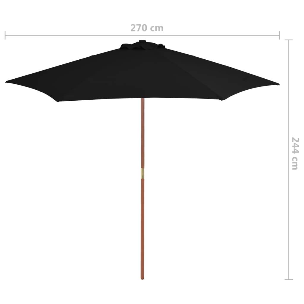 Helloshop26 - Parasol d'extérieur avec mât en bois 270 cm noir - Imagen 6