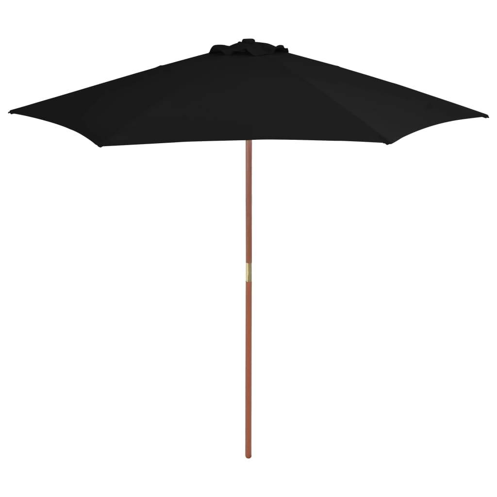 Helloshop26 - Parasol d'extérieur avec mât en bois 270 cm noir - Imagen 1