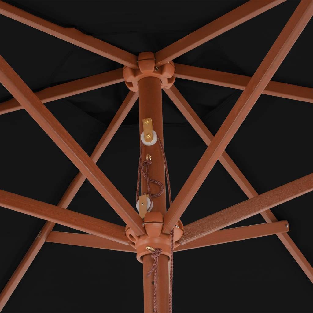 Helloshop26 - Parasol d'extérieur avec mât en bois 270 cm noir - Imagen 5