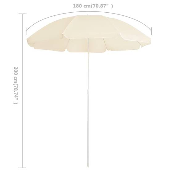 Parasol de jardin - parasol d'extérieur avec mât en acier sable 180 cm - MEUBLE PRO-JU5530 - Image 5