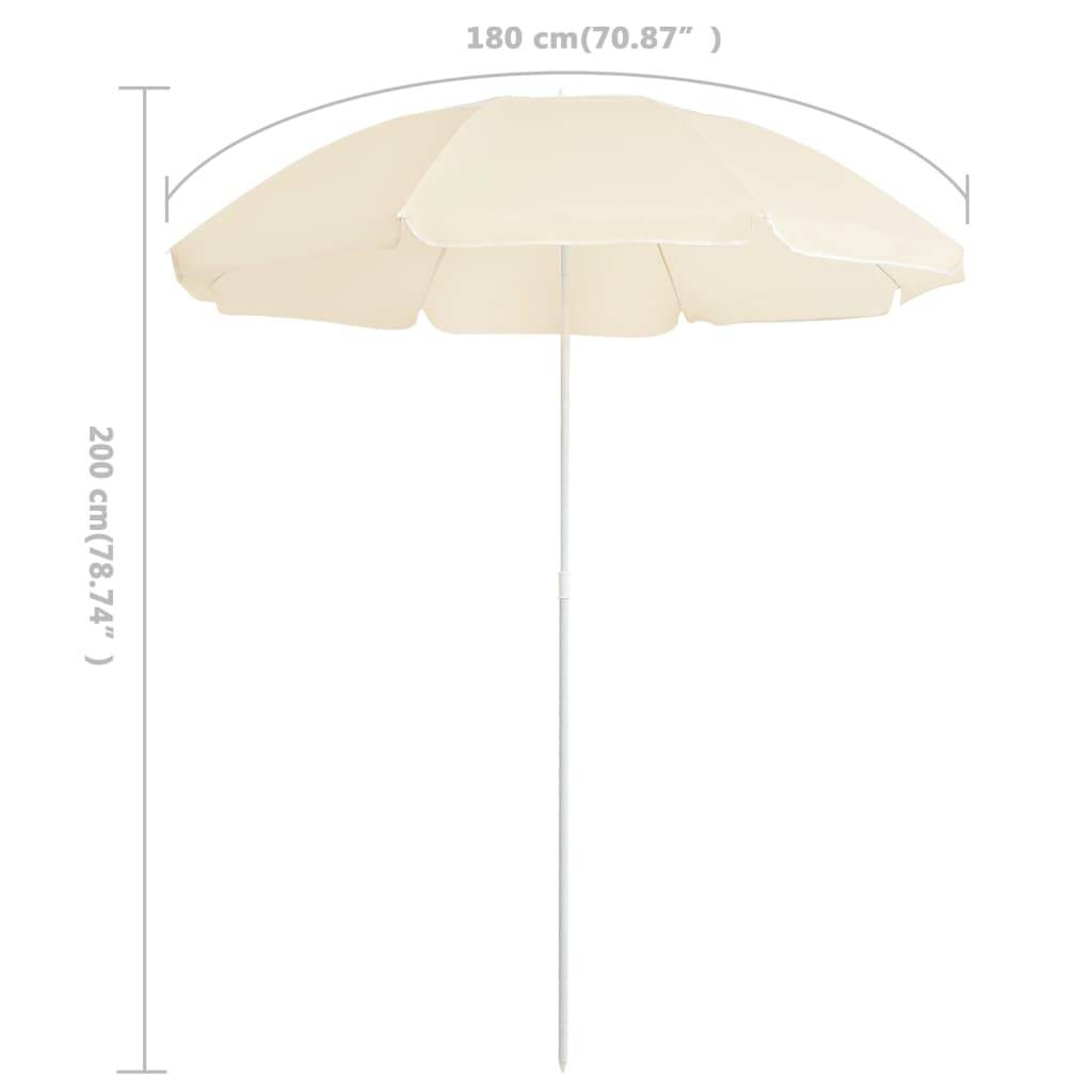 Parasol de jardin - parasol d'extérieur avec mât en acier sable 180 cm - MEUBLE PRO-JU5530 - Image 5