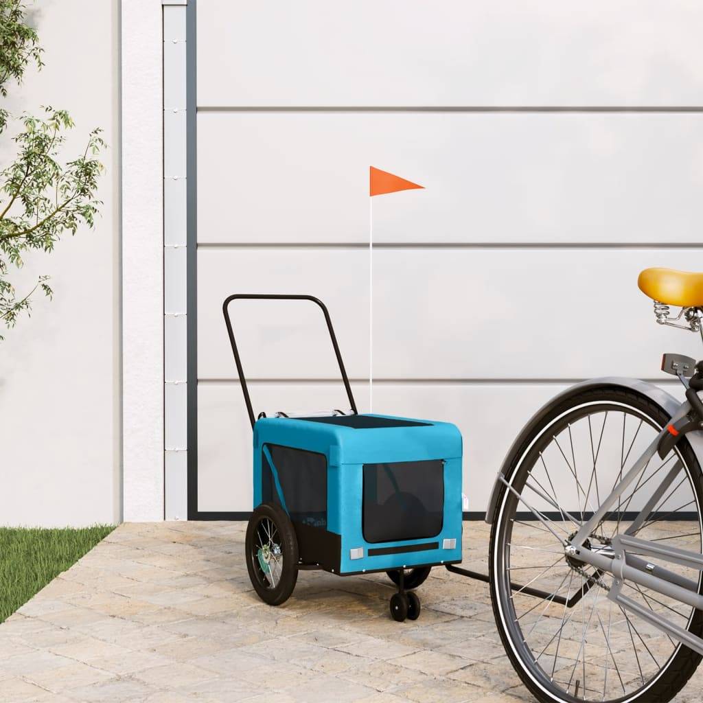 Remorque vélo pour chien 30kg Poussette 2-en-1 pour balades Bleu – ComfortXL Pet Living - Image 1