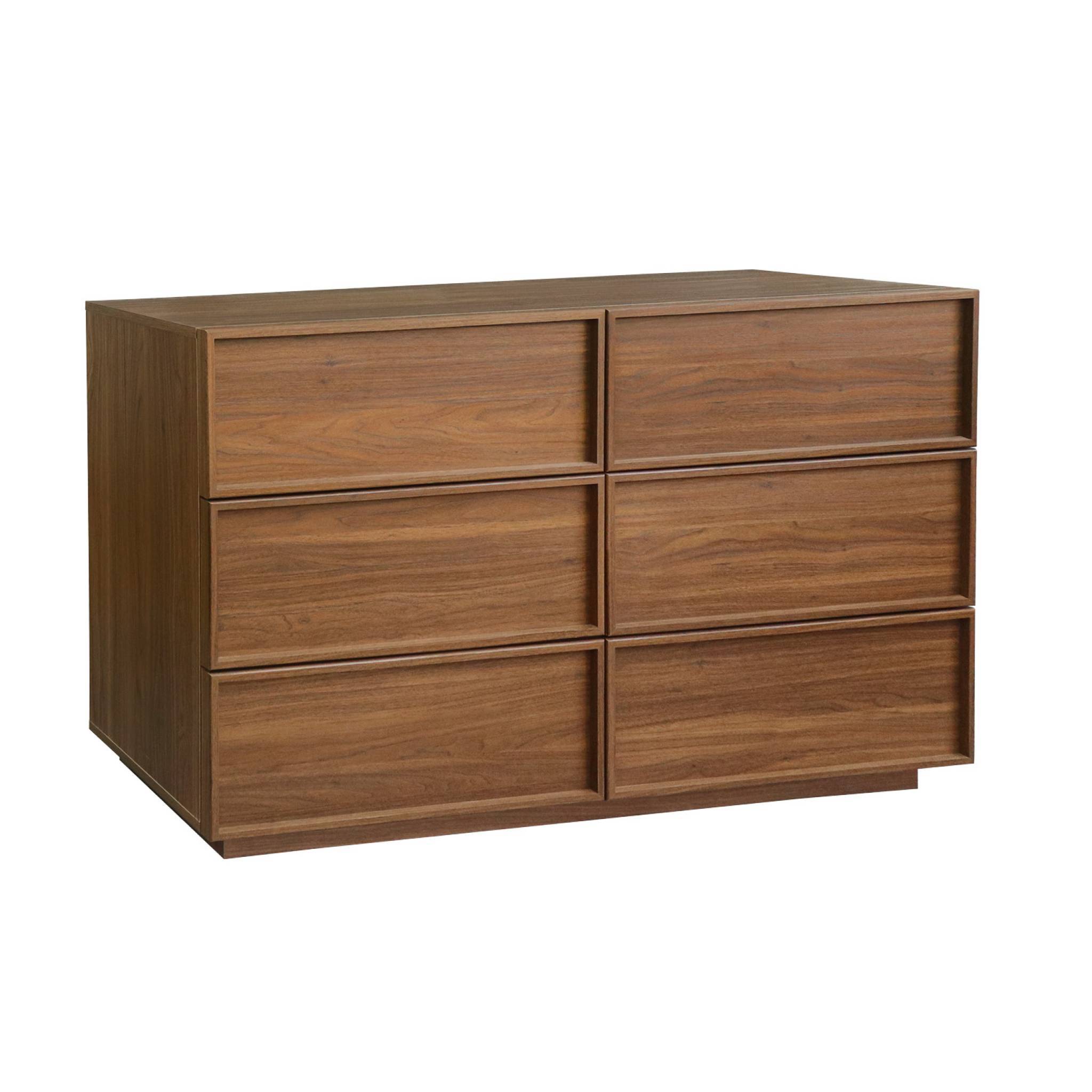 sweeek - Commode de rangement effet bois 6 tiroirs noyer L 120 x P 43 x H 75cm - Kuba  | sweeek - Image 2