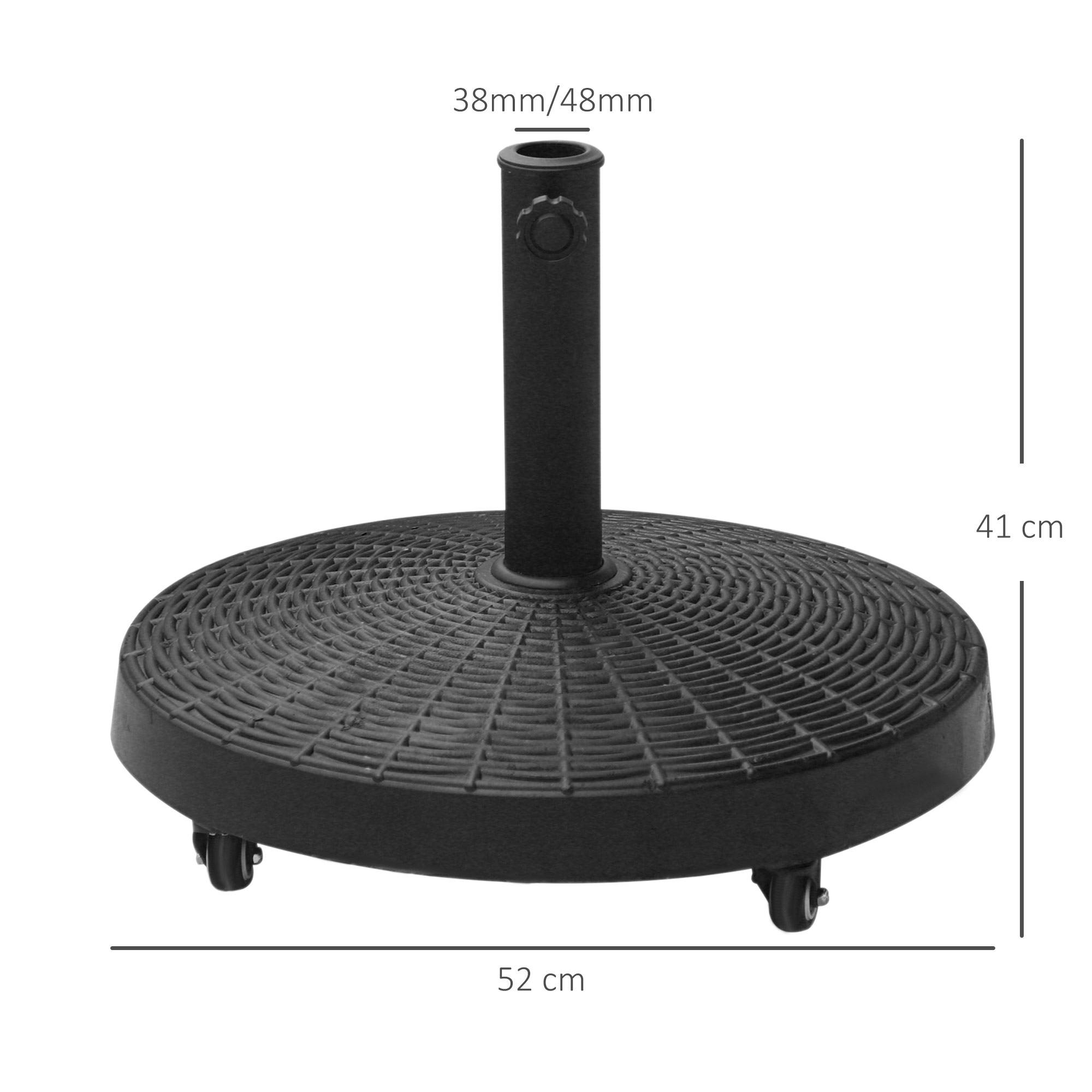 Pied de parasol base de lestage poids net 22,7 kg en résine avec 4 roulettes - dim. Φ52 x 41H cm - Noir - Image 5