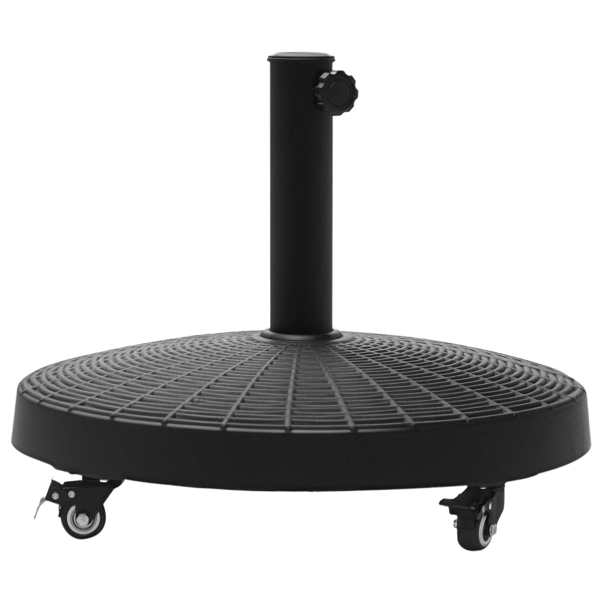 Pied de parasol base de lestage poids net 22,7 kg en résine avec 4 roulettes - dim. Φ52 x 41H cm - Noir - Image 1