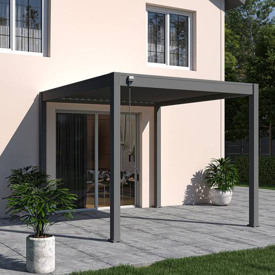 Ombrea - Pergola bioclimatique autoportante Ombréa VS 3x3M Anthracite + 1 store - Image 4