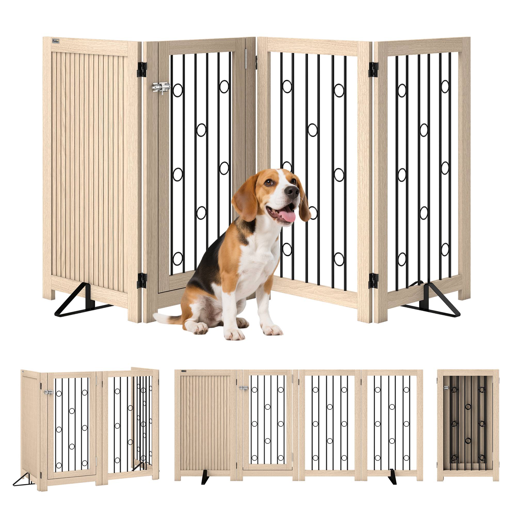 Sans Marque - Barrière autonome avec porte, 4 panneaux, pour couloir, escalier, cadre, MDF et acier - Image 1
